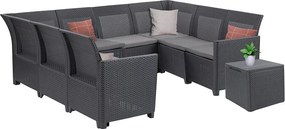 Canapea de colț Claire VIII cu 8 locuri și masă cu perne, grafit