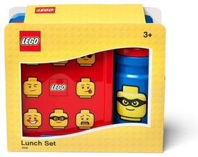 Set caserolă pentru gustări și sticlă LEGO® Iconic, roșu-albastru
