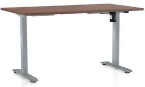 Masa inaltime reglabila OfficeTech A, 140 x 80 cm, bază gri, nuca