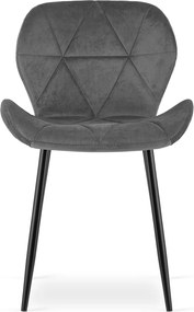 Scaun de masa MANGO VELVET cu picioare negre, gri inchis