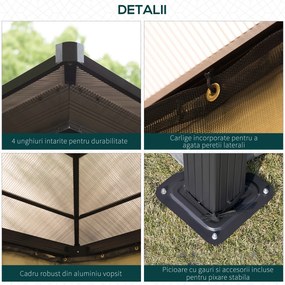 Outsunny Pavilion de Lux din Aluminiu Cort pentru Gradina 3x3.6x2.65m
