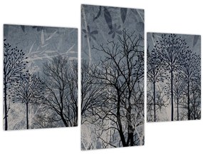 Tablou - Siluetă copac și frunze (90x60 cm)