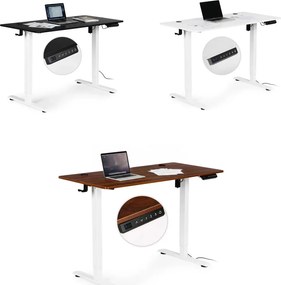 Masă de lucru electrică reglabilă pe înălțime cu picioare albe - 120 x 60 cm Negru