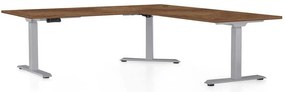 Masă înălțime reglabilă OfficeTech Angle, 180 x 200 cm, picioare gri, stejar silverjack