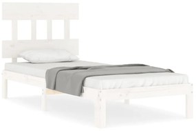 3193587 vidaXL Cadru de pat cu tăblie, alb, 100x200 cm, lemn masiv