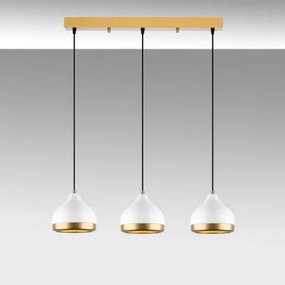 Lustră suspendată pe cablu YILDO 3xE27/40W/230V alb/auriu