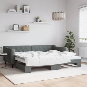 3197427 vidaXL Pat de zi cu extensie, gri închis, 90x200 cm, textil