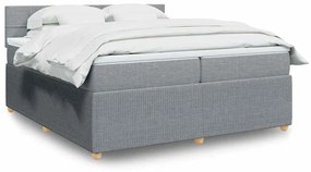 vidaXL Pat box spring cu saltea, gri deschis, 200x200 cm, textil