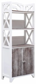 vidaXL Dulap de baie, alb și maro, 46 x 24 x 116 cm, lemn de paulownia