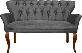 Canapea 2 locuri Cafe cu cotiera culoare gri si picioare din lemn