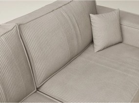 Colțar bej extensibil/cu spațiu de depozitare cu tapițerie din catifea reiată (cu colț pe partea stângă/în formă de ”L”) Tonga – Maison de Rêve