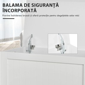 HOMCOM Banca de Depozitare Multifunctionala din Lemn MDF, 2 Manere si Deschidere cu Blocare de Siguranta, 81x40x46cm, Alb