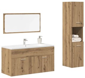 vidaXL Set mobilier de baie, 3 piese, stejar artizanal, lemn prelucrat