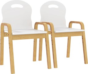 AIYAPLAY Set de 2 scaune pentru copii reglabile pe înălțime fotoliu din lemn masiv cu cotiere 39x34x61,5cm alb | Aosom Romania