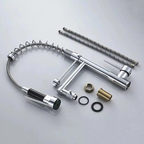 Baterie Bucătărie cu Duș Extractibil, Inox și Alamă Crom, Model YD/201 – Soluție Ideală pentru Flexibilitate și Design Elegant în