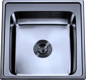 Chiuveta inox Inter Ceramic Tampico cu o cuva fara picurator finisaj inox cromat lucios 50x50 cm