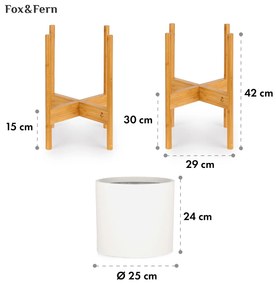 Gendt + Zeist, set de ghivece și farfurii, dimensiuni M, fibră de piatră, lemn de bambus