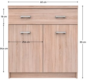 Comoda 2D1S 60, stejar Sonoma, TOPTY TIP 42