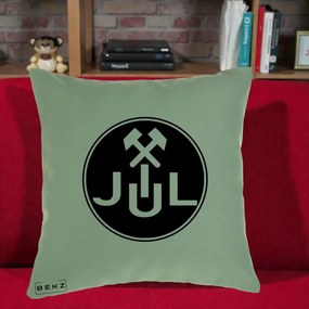 Perna Personalizata JUL Jiul Lupeni Fotbal, 40x40 cm, Verde, Husa Detasabila, Perna Inclusa, BEKZ®