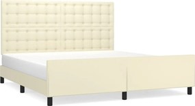 vidaXL Cadru de pat cu tăblie, crem, 160x200 cm, piele ecologică