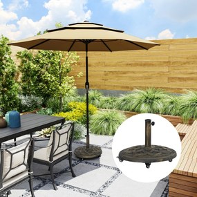 Outsunny Bază Rotundă pentru Umbrelă cu Roți, Bază Ponderată de 20 kg din Rășină, Suport pentru Umbrele de 3,3 cm/3,8 cm/4,8 cm pentru Exterior, Grădină, Piscină, Bronz | Aosom Romania