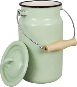 Bidon de lapte mic vintage din email, verde, Ø14,5×H20 cm, 2L, „Emil's Enamel Green"