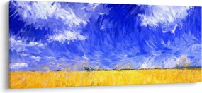 Tablou - Pictură în ulei, câmp auriu (120x50 cm)