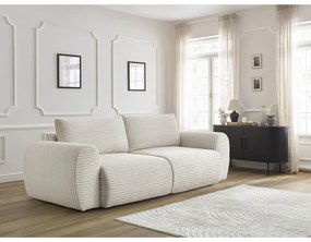 Canapea crem extensibilă cu tapițerie din catifea reiată 257 cm Lucien – Bobochic Paris