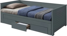 Pat extensibil GORETA, 90x200/180x200, gri, cu somiera si 3 sertare pe