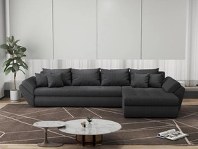 Colțar extensibil dumonde cu ladă de depozitare si sezut confortabil din spuma high-density, Loana XL Enjoy Grafit II 335x185 cm