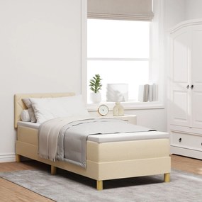 vidaXL Pat cu arcuri cu saltea crem 80x200 cm țesătură