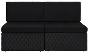 49503 vidaXL Canapea modulară cu 2 locuri, negru, poliratan