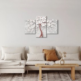 Tablou - Imaginea copacului alb cu flori albe, rosegold (90x60 cm)