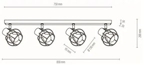 Spot de tavan Spot-Light 26114404 PHIPHI 4xE27/60W/230V stejar