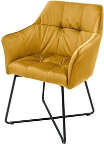 Set de 2 scaune elegante cu cotiere confortabile Loft, galben mustar