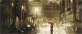 Tablou - Femeie într-o noapte ploioasă (120x50 cm)