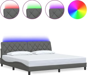 vidaXL Cadru de pat cu LED fără saltea Gri închis 200x200 cm Material