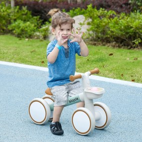 AIYAPLAY Bicicletă de Echilibru Copii 4 roți șa reglabilă, ghidon ergonomic aliaj aluminiu PP, copil 1-3 ani, Gri Maro Verde | Aosom Romania
