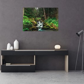 Tablou cu pârău în pădure (90x60 cm)