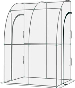 Outsunny Seră de Grădină adosată seră adosată 2 uși rulante cu fermoar oțel PVC transparent | Aosom Romania