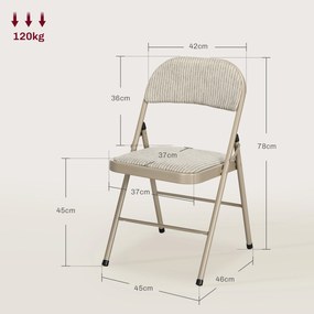 HOMCOM Set de 4 Scaune Pliabile, Scaune Moderne cu Perne din Poliester pentru Acasă și Birou, 45x46x78 cm, Bej | Aosom Romania