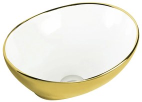 Lavoar ceramic cu design alb-auriu KR-707