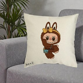Perna Personalizata Kabuda Maro cu Funda Aurie, 40x40 cm, Ecru, Husa Detasabila, Perna Inclusa, BEKZ®
