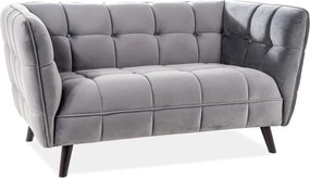 Canapea CASTELLO 2, gri - Bluvel 14, stofa catifelata/lemn, 145x85x78
