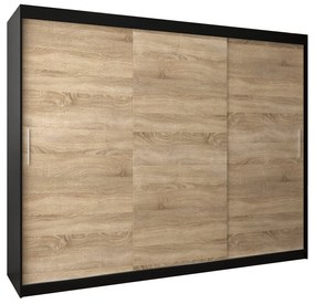 Dulap de haine 250 cm Toki (negru mat + stejar sonoma). 1064866