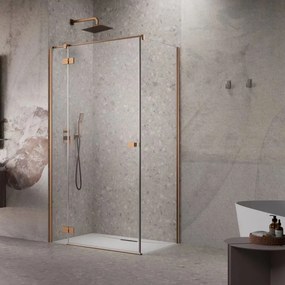 Cabina de dus dreptunghiulara cu usa batanta Radaway Essenza KDJ 120x75 cm finisaj cupru periat-transparent stanga