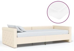 3080331 vidaXL Pat de zi cu saltea și USB, crem, 90x200 cm, textil