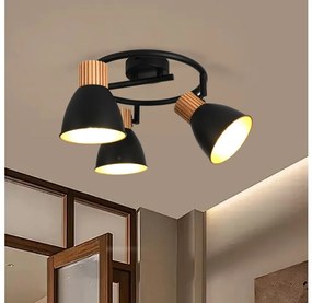 Brilagi - Lampă ODENSE cu 3 spoturi 3xE14/10W/230V lemn de cauciuc/negru