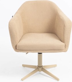 HR832CROSS Scaun Catifea Reiată Premium culoare Bej Ghimbir cu Bază Crem