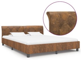 284892 vidaXL Cadru de pat, maro, 160 x 200 cm, piele întoarsă ecologică
